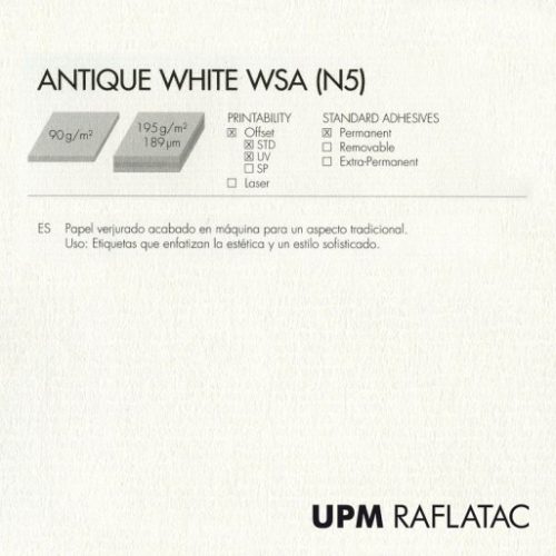 Címke papír RAFLATAC ANTIQUE WHITE normál ragasztós B/2 méretben (50 x 70 cm)