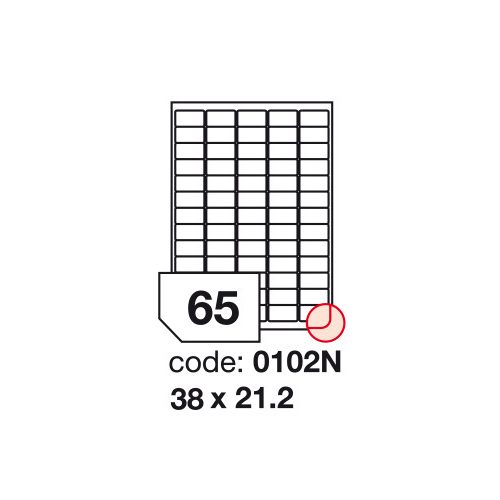 Matt Univerzális Papír Öntapadós Etikett Címke 65 db 38x21,2 mm / A4 íven (100 ív)