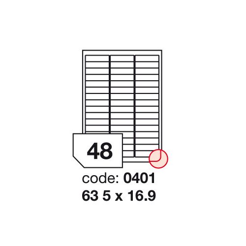 Matt Univerzális Papír Öntapadós Etikett Címke 48 db 63,5x16,9 mm / A4 íven (100 ív)