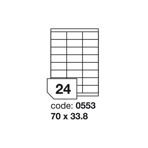Matt Univerzális Papír Öntapadós Etikett Címke 24 db 70x33,8 mm / A4 íven (100 ív)