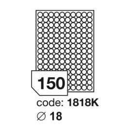   Matt Univerzális Papír Öntapadós Etikett Körcímke 150 db 18 mm-es kör / A4 íven (20 ív)