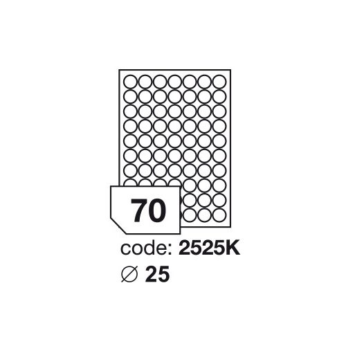 Matt Univerzális Papír Öntapadós Etikett Körcímke 70 db 25 mm-es kör / A4 íven (20 ív)