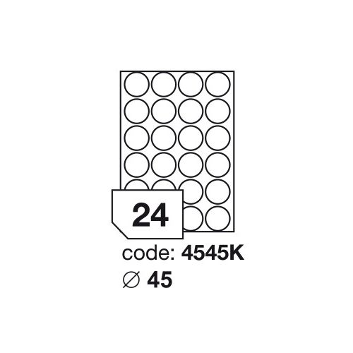 Matt Univerzális Papír Öntapadós Etikett Körcímke 24 db 45 mm-es kör / A4 íven (20 ív)
