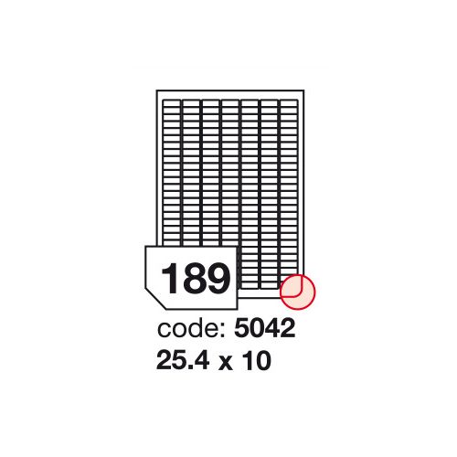 Matt Univerzális Papír Öntapadós Etikett Címke 189 db 25,4 x 10 mm / A4 íven (20 ív)