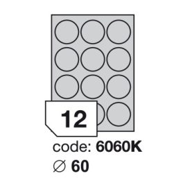   Matt Univerzális Papír Öntapadós Etikett Körcímke 12 db 60 mm-es kör / A4 íven (20 ív)