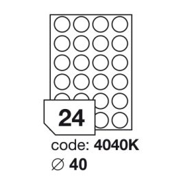   Matt Univerzális Papír Öntapadós Etikett Körcímke 24 db 40 mm-es kör / A4 íven (100 ív)